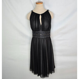 La Nouvelle Renaissance Formal Dress Women's 6 Black Sleeveless Knee Ruffle NWT